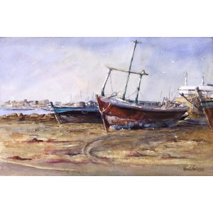 Momin Waseem, 14 x 21 Inch, Water Color on Paper, Seascape Painting, AC-MW-015